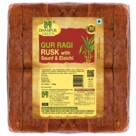 Dhampur Green|Gur Ragi Rusk with Saunf Elaichi 200 g (Pack of 2)