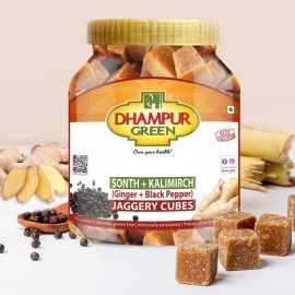 Dhampur Green | Sonth + KaliMirch (Ginger + Black Papper) Jaggery Cubes 650 g ( Pack of 2)
