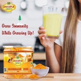 Dhampur Green Haldi Turmeric Masala Gur| Gud Jaggery Powder for Milk, Turmeric Latte |250g (Pack of 2)