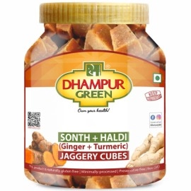 Dhampur Green | Sonth+ Haldi (Ginger + Turmeric) Jaggery Cubes 650 g (Pack of 2)