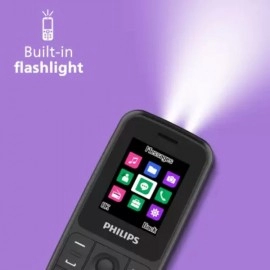 PHILIPS E125 Keypad Mobile | Basic Bar Phone | Dual Sim | Black | 1.77 inch