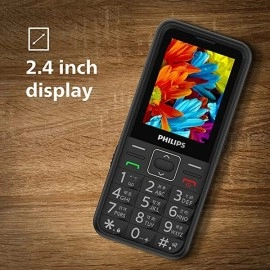 PHILIPS E209 Keypad Mobile | Basic Bar Phone With Dual SIM Card | 2.4 inch | Black