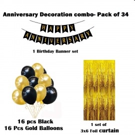 HK balloons Foil Happy Birthday Balloons LED Combo Set for Birthday Decoration Party Supplies with Fairly LED Lights - Gold, 57 Pieces