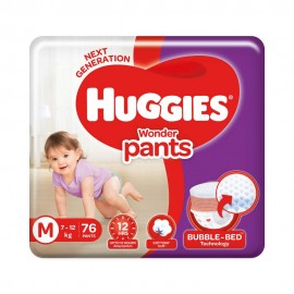 Huggies Wonder Pants Medium (M) Size Baby Diaper Pants, 76 count, with Bubble Bed Technology for comfort