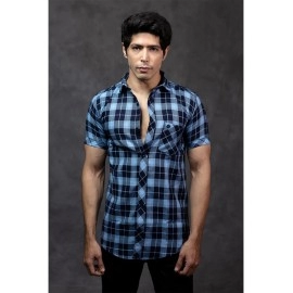 Men Casual Checked Shirt | Dark Blue