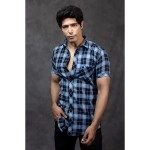 Men Casual Checked Shirt | Dark Blue