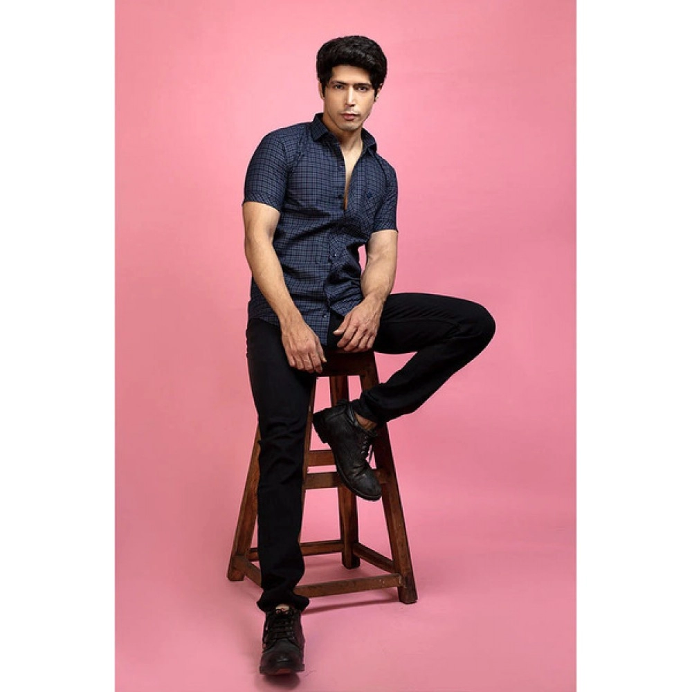 Men Casual Checked Shirt | Grey