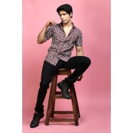 Men's Casual Printed Shirt | Maroon