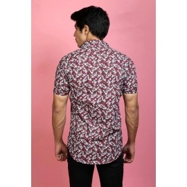 Men's Casual Printed Shirt | Maroon