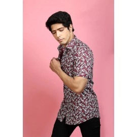 Men's Casual Printed Shirt | Maroon