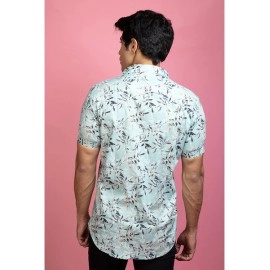 Mens Casual Printed Shirt | Mint Blue
