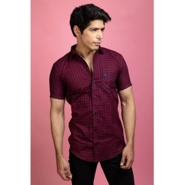 Men Casual Checked Shirt | Red