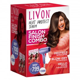 Livon Heat Protect Serum,For Protection Upto 250°C, 2X Less Hair Breakage & SYSKA Hair Dryer, Pack of 2 Serums Each 100 ml