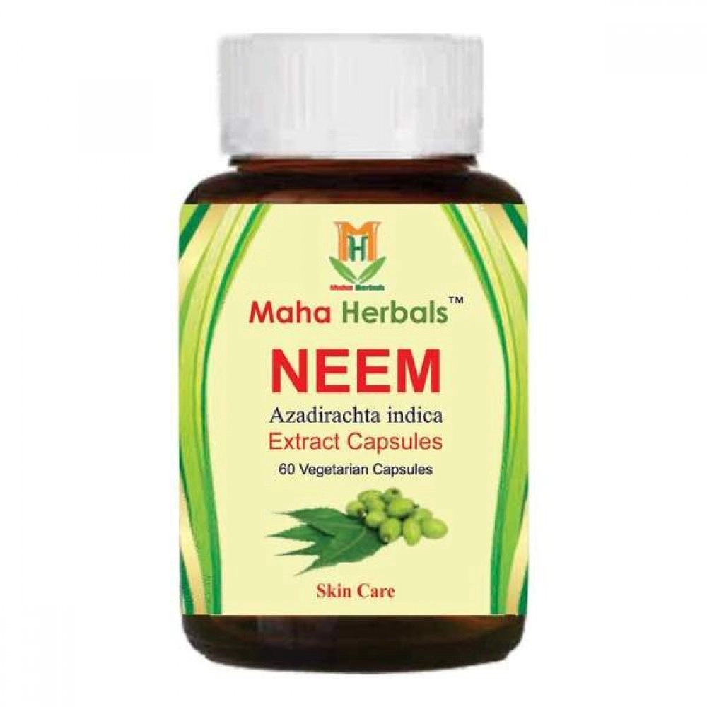 Maha Herbals Neem Extract Capsules | Ayurvedic Medicine | 60 Capsules