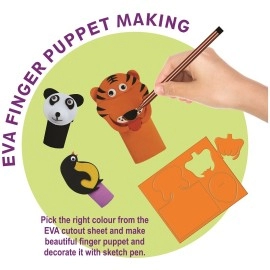 RATNA'S 5 In 1 Craft kit.A perfect creative kit for kids.Fun with stencil,Eva pen stand making,little greeting card making,eva finger puppet making,origami for kids