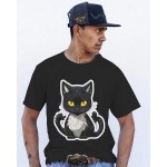 Black Cat | SABEZY ESSENTIALS Cotton Regular Men's T-Shirt | Black