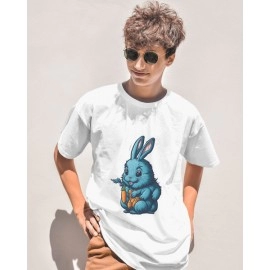 Blue Bunny | SABEZY ESSENTIALS Cotton Regular Men's T-Shirt | White