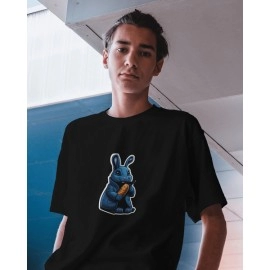 Blue Rabbit | SABEZY ESSENTIALS Cotton Regular Men's T-Shirt | Black