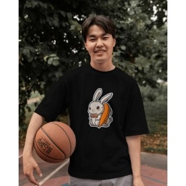 Bunny Rabbit | SABEZY ESSENTIALS Cotton Regular Men's T-Shirt | Black