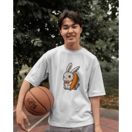 Bunny Rabbit | SABEZY ESSENTIALS Cotton Regular Men's T-Shirt | White