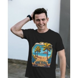 Coconut Beach | SABEZY ESSENTIALS Cotton Regular Men's T-Shirt | Black