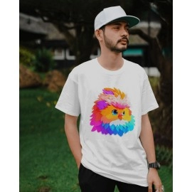 Colourful Bird | SABEZY ESSENTIALS Cotton Regular Men's T-Shirt | White