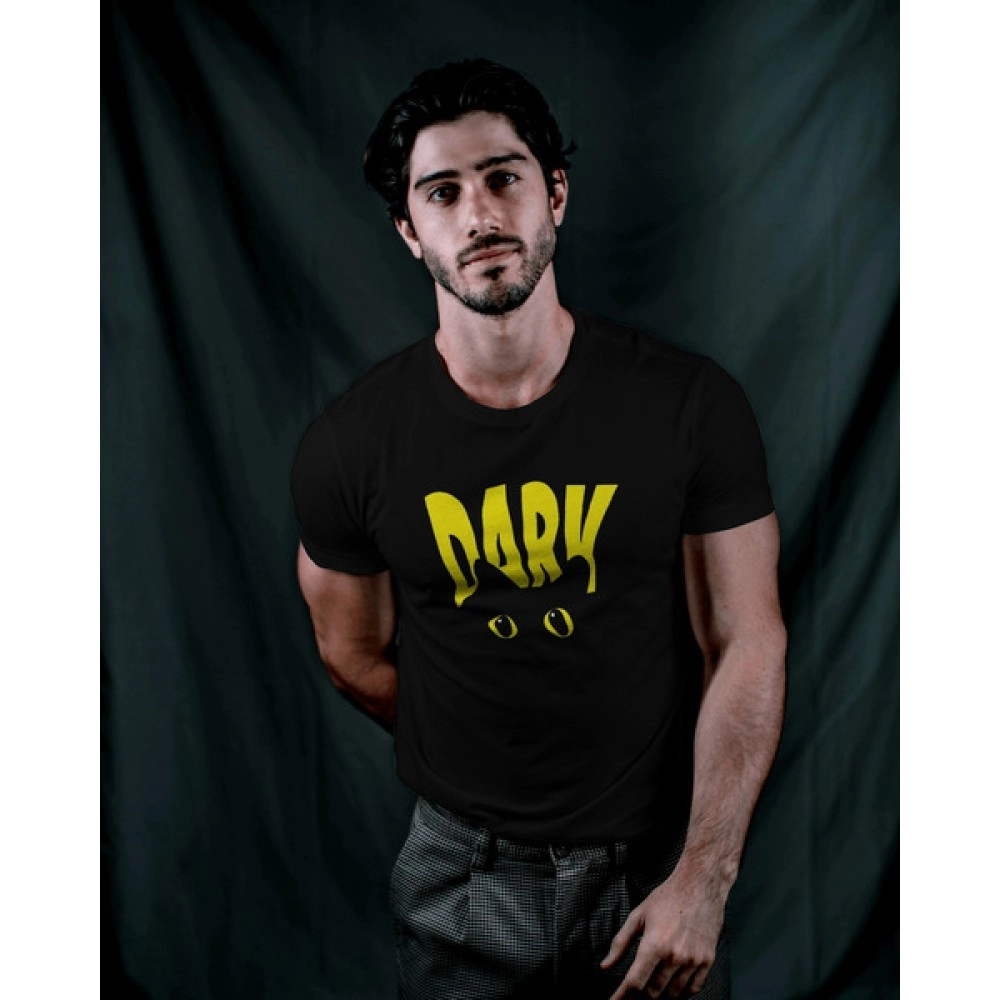 Dark Cat | SABEZY ESSENTIALS Cotton Regular Men's T-Shirt | Black