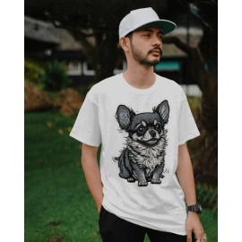 Dog Puppy | SABEZY ESSENTIALS Cotton Regular Men's T-Shirt | White