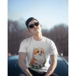 Dog White Puppy | SABEZY ESSENTIALS Cotton Regular Men's T-Shirt | White