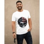 Flag Skull | SABEZY ESSENTIALS Cotton Regular Men's T-Shirt | White