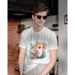 Flowery Kitten | SABEZY ESSENTIALS Cotton Regular Men's T-Shirt | White