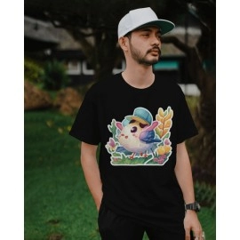 Flowery Twitty | SABEZY ESSENTIALS Cotton Regular Men's T-Shirt | Black