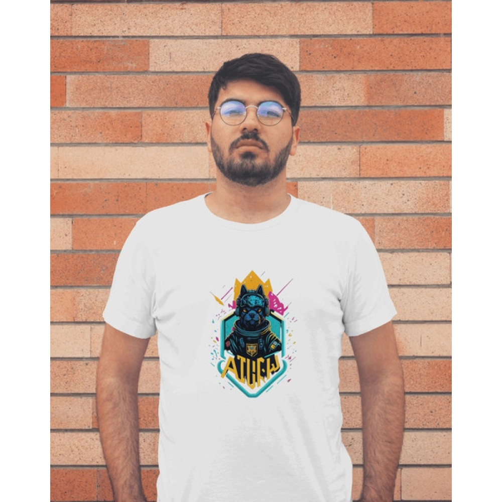 Game Wolf | SABEZY ESSENTIALS Cotton Regular Men's T-Shirt | White