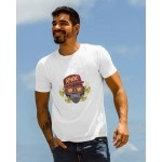 Gangster Gorilla | SABEZY ESSENTIALS Cotton Regular Men's T-Shirt | White