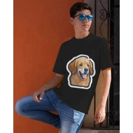 Golden Retriever | SABEZY ESSENTIALS Cotton Regular Men's T-Shirt | Black