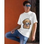 Golden Retriever | SABEZY ESSENTIALS Cotton Regular Men's T-Shirt | White