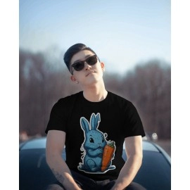 Happy Bunny | SABEZY ESSENTIALS Cotton Regular Men's T-Shirt | Black