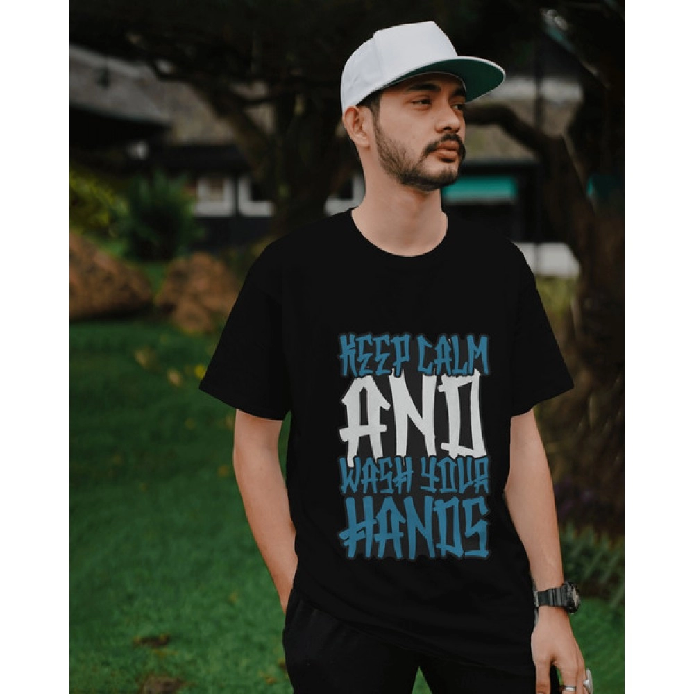 Keep Calm | SABEZY ESSENTIALS Cotton Regular Men's T-Shirt | Black