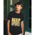 Keep Spirit | SABEZY ESSENTIALS Cotton Regular Men's T-Shirt | Black