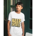 Keep Spirit | SABEZY ESSENTIALS Cotton Regular Men's T-Shirt | White 