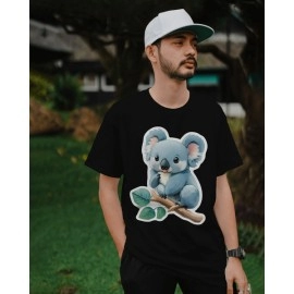 Koala | SABEZY ESSENTIALS Cotton Regular Men's T-Shirt | Black