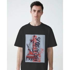 Liberty | SABEZY ESSENTIALS Cotton Regular Men's T-Shirt | Black
