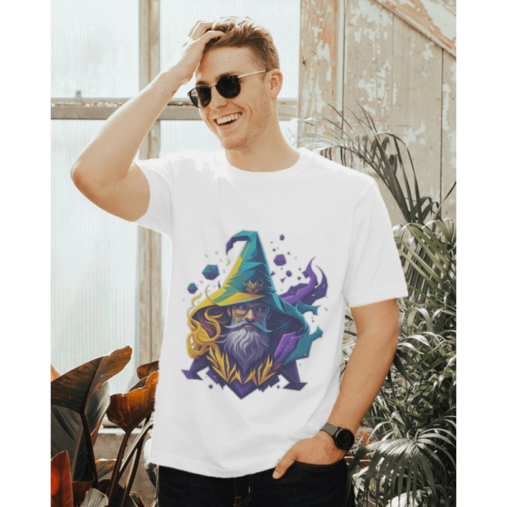 Magician | SABEZY ESSENTIALS Cotton Regular Men's T-Shirt | White