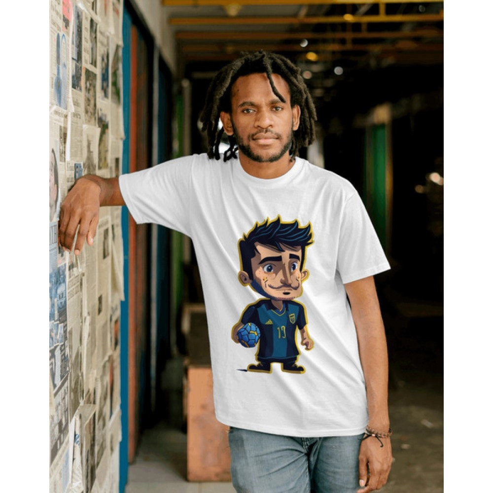 Messi Magic | SABEZY ESSENTIALS Cotton Regular Men's T-Shirt | White