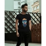 Mountain Deer | SABEZY ESSENTIALS Cotton Regular Men's T-Shirt | Black