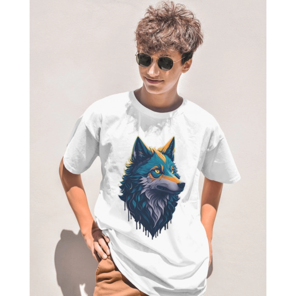 Mountain Wolf | SABEZY ESSENTIALS Cotton Regular Men's T-Shirt | White
