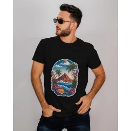 Spring Summer | SABEZY ESSENTIALS Cotton Regular Men's T-Shirt | Black