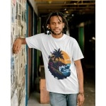 Sunset Shine | SABEZY ESSENTIALS Cotton Regular Men's T-Shirt | White