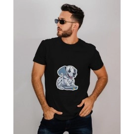 Baby Dalmatian | SABEZY ESSENTIALS Cotton Regular Men's T-Shirt | Black