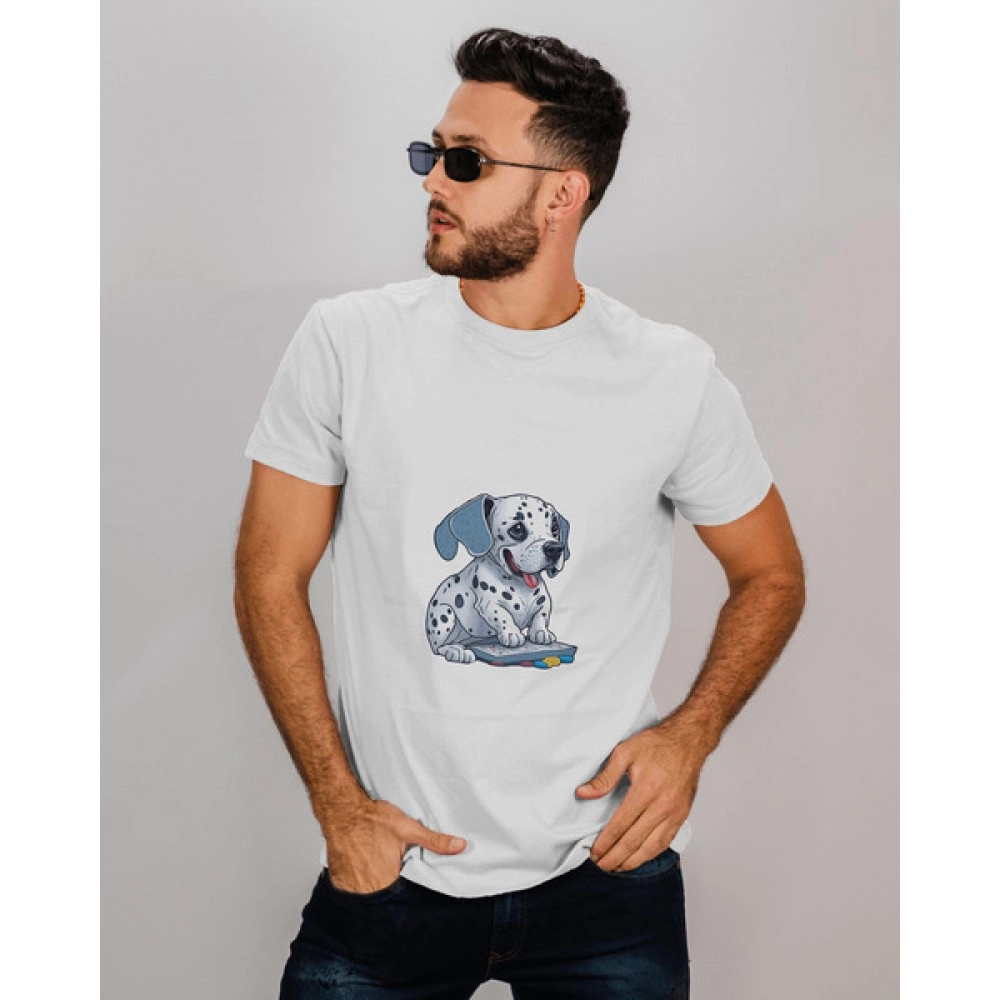 Baby Dalmatian | SABEZY ESSENTIALS Cotton Regular Men's T-Shirt | White